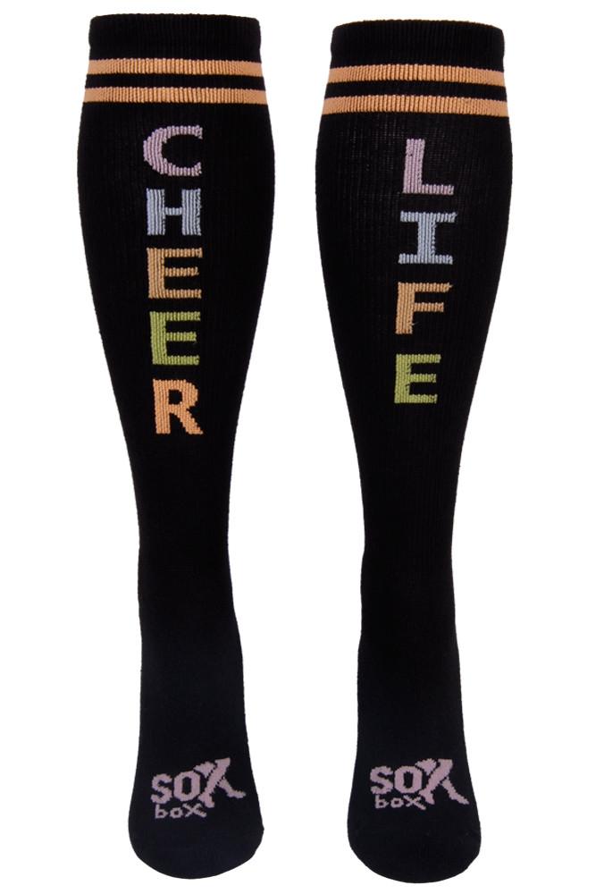 Cheer Life Women's Black Athletic Knee High Socks- The Sox Box