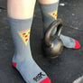Pizza Grey Athletic Fun Crew Socks- The Sox Box