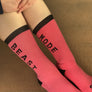 Beast Mode Pink Athletic Crew Socks for Women - The Sox Box