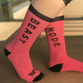 Beast Mode Pink Athletic Crew Socks for Women - The Sox Box