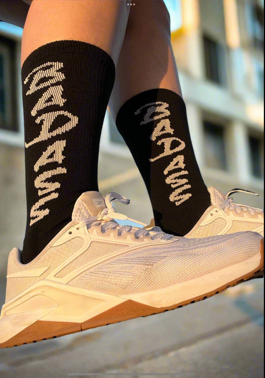 Badass Black Crew Athletic Socks- The Sox Box
