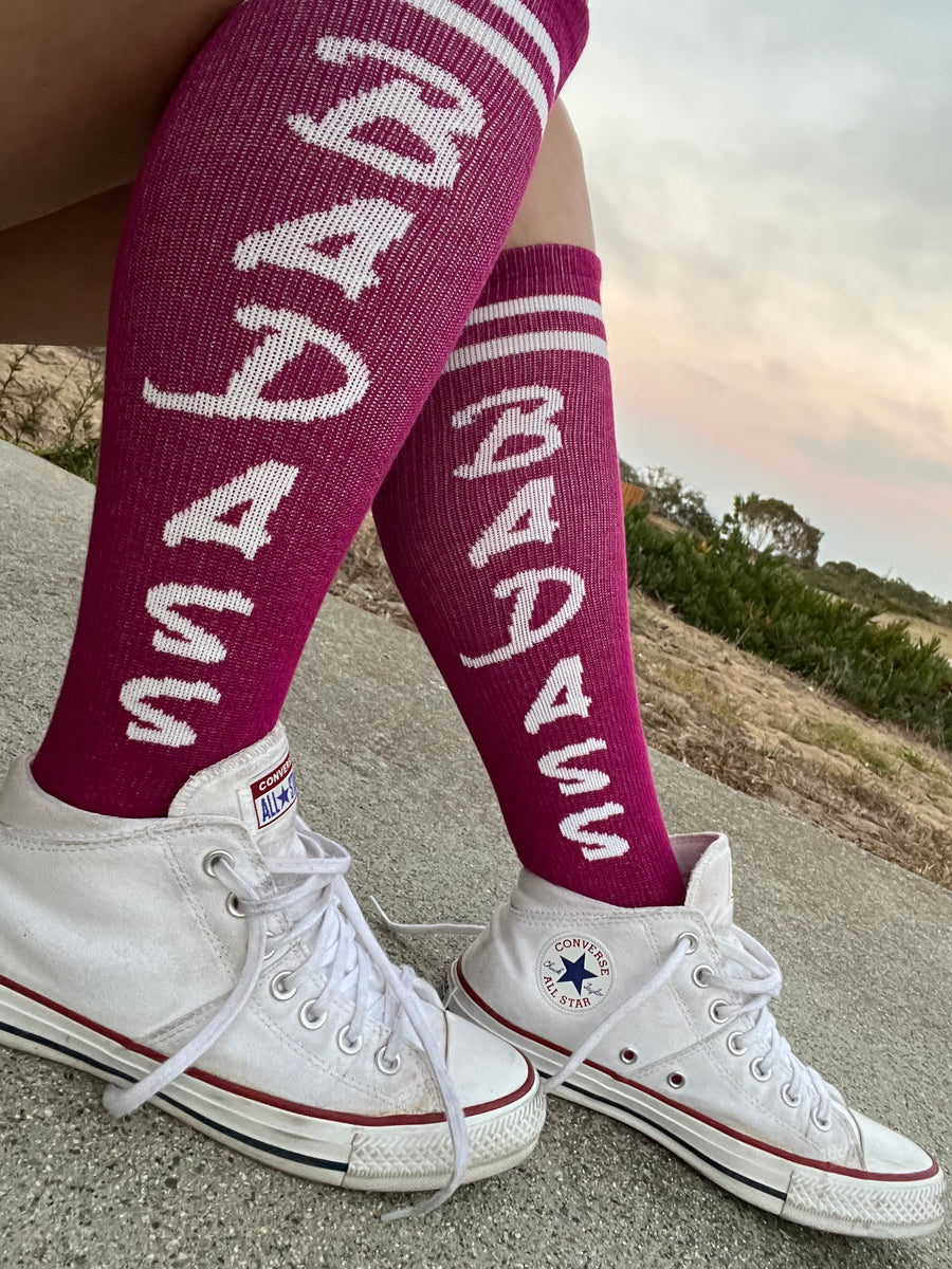 Knee high pink converse sales