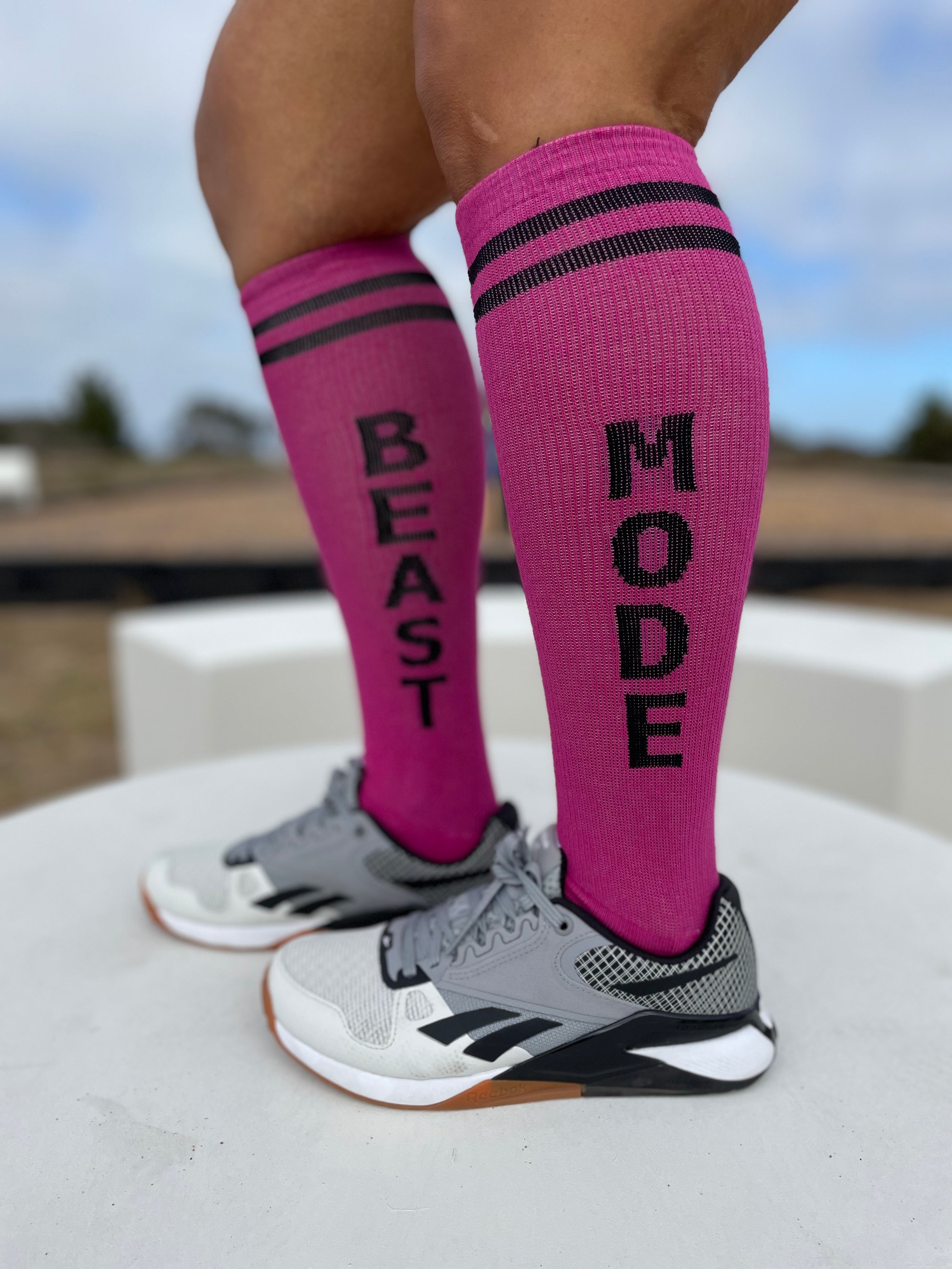 Beast Mode Magenta Athletic Knee High Socks- The Sox Box