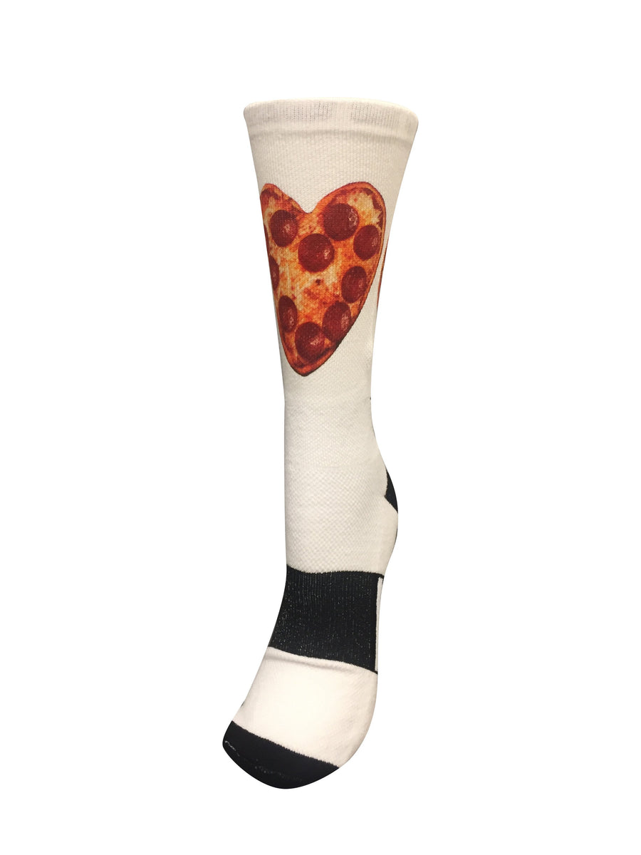 iHeart Pizza White Novelty Fun Socks- The Sox Box