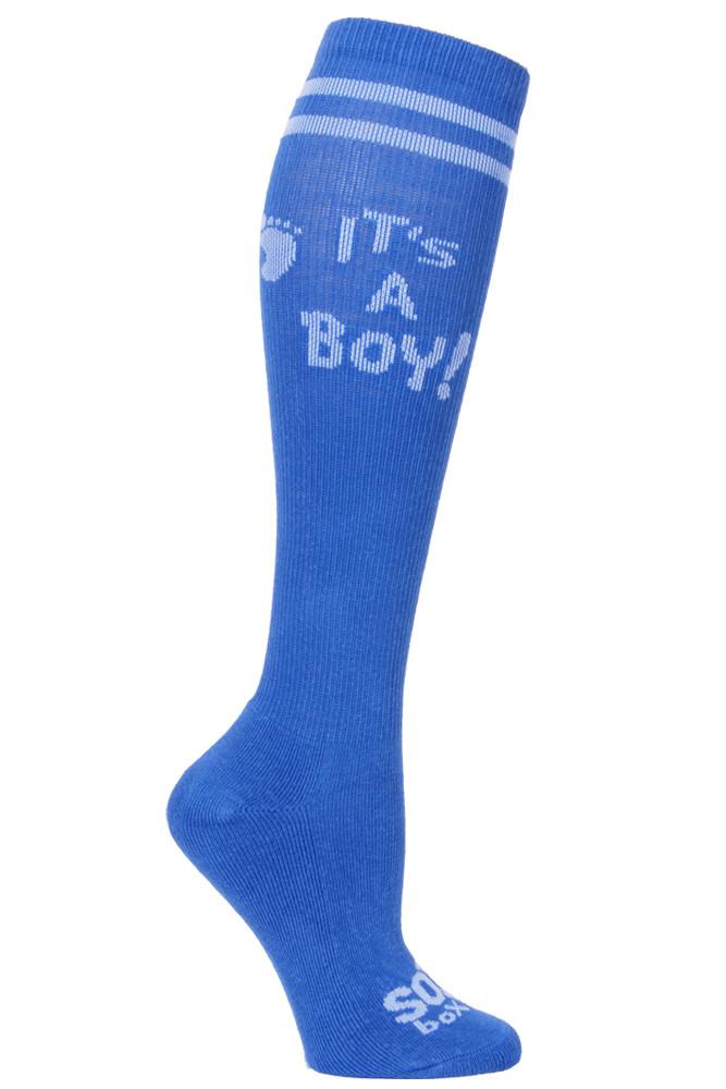 It's a Boy Baby Blue Athletic Knee High Socks- The Sox Box