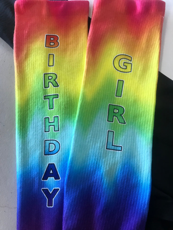 Happy Birthday Rainbow Kneehigh Socks- The Sox Box