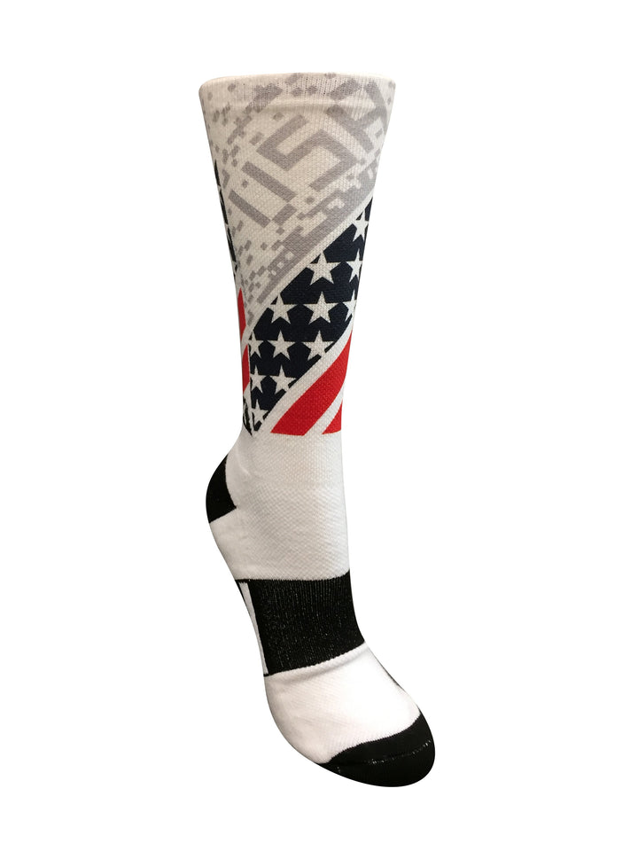 USA All The Way! White Novelty Crew Socks- The Sox Box