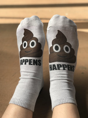 Poop Emoji Crazy White Ankle Socks - The Sox Box