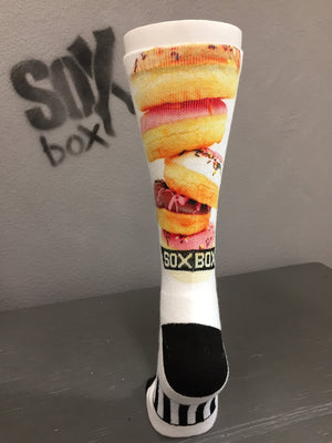 Mmmm Donuts White Novelty Crew Socks- The Sox Box