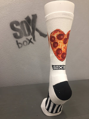 iHeart Pizza White Novelty Fun Socks- The Sox Box