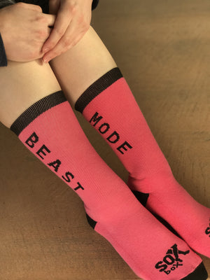 Beast Mode Pink Athletic Crew Socks for Women - The Sox Box