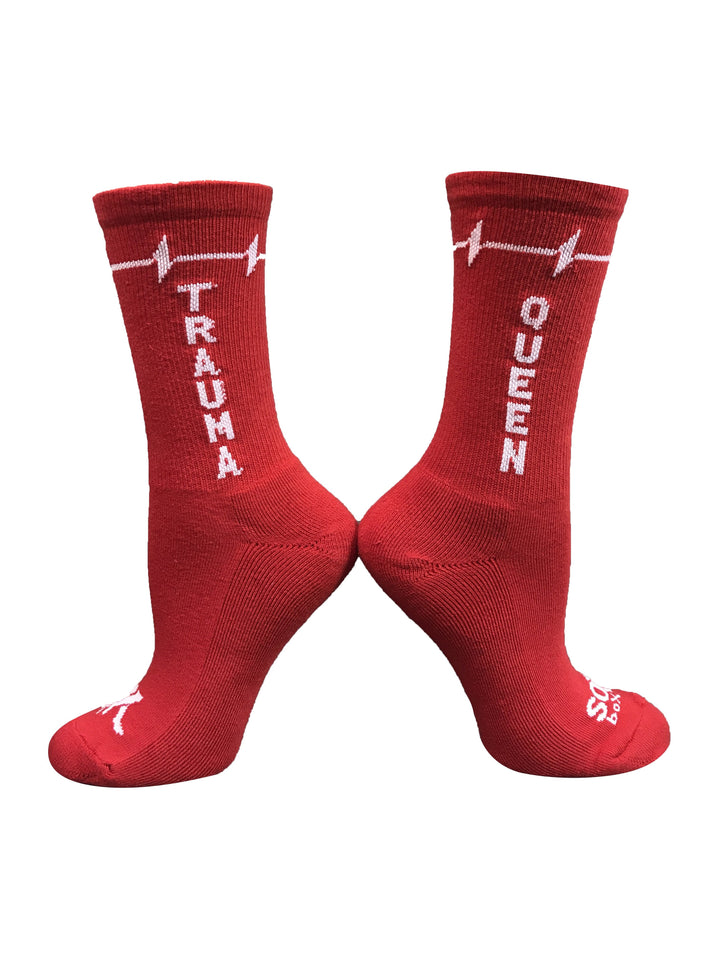 Trauma Queen Red Crew Socks- The Sox Box