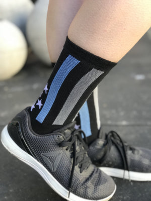 Police Thin Blue Line Black Athletic Crew Socks - The Sox Box
