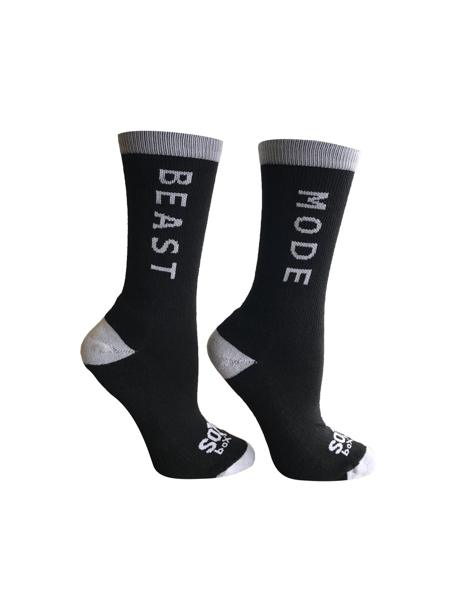 Beast Mode Black Athletic Crew Socks - The Sox Box