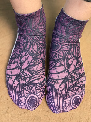 Floral Tattoo Purple Decorative Ankle Socks - The Sox Box