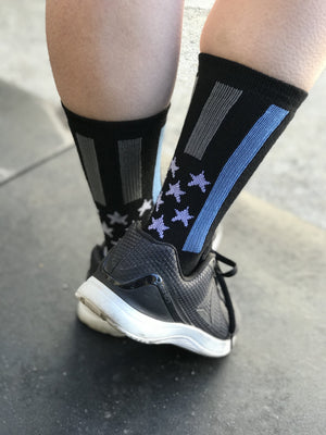 Police Thin Blue Line Black Athletic Crew Socks - The Sox Box