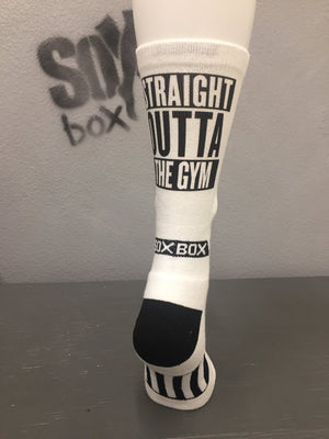 Straight Outta the Gym White Novelty Crew Socks- The Sox Box