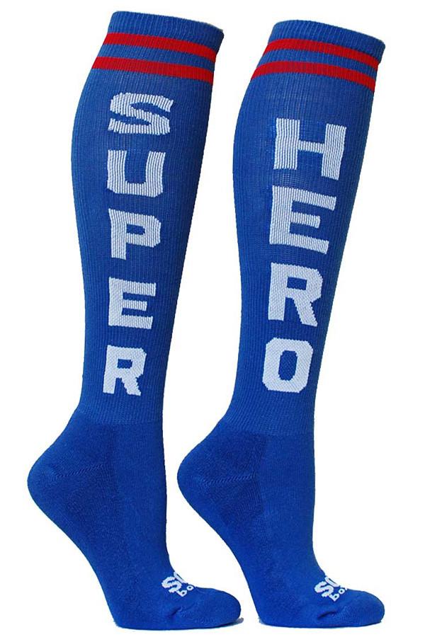 Super Hero Blue Fun Athletic Knee High Socks - The Sox Box