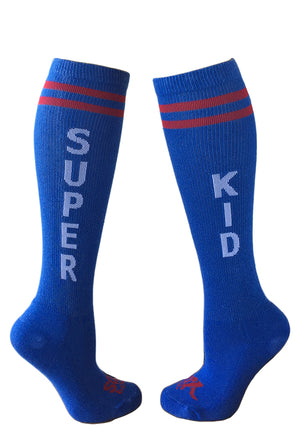 Super Kid Blue Athletic Knee High Socks- The Sox Box