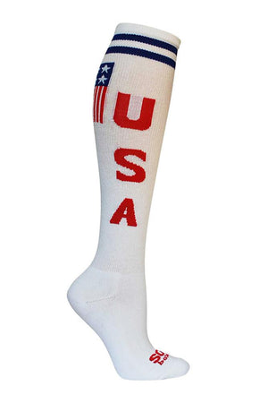 USA White Athletic Knee High Socks- The Sox Box